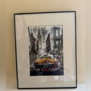 Vintage Car Art Print with Black Frame